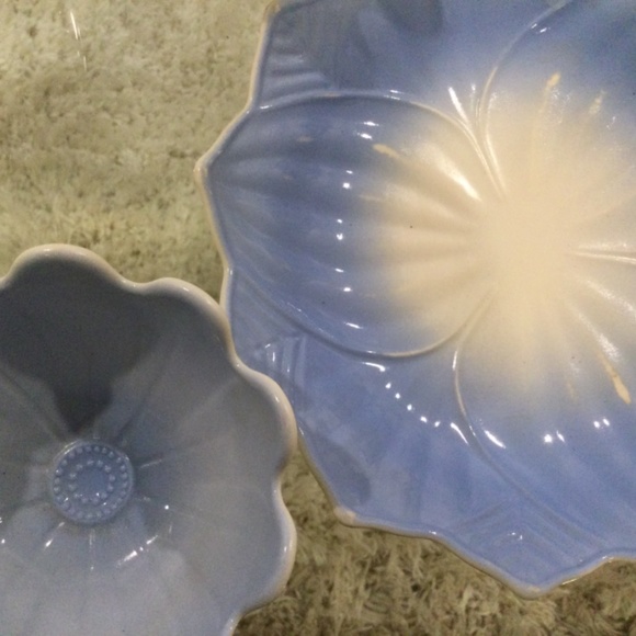 Fire King  Lotus Blossom and Leaf Bowl Plate Snack Set - Picture 8 of 11